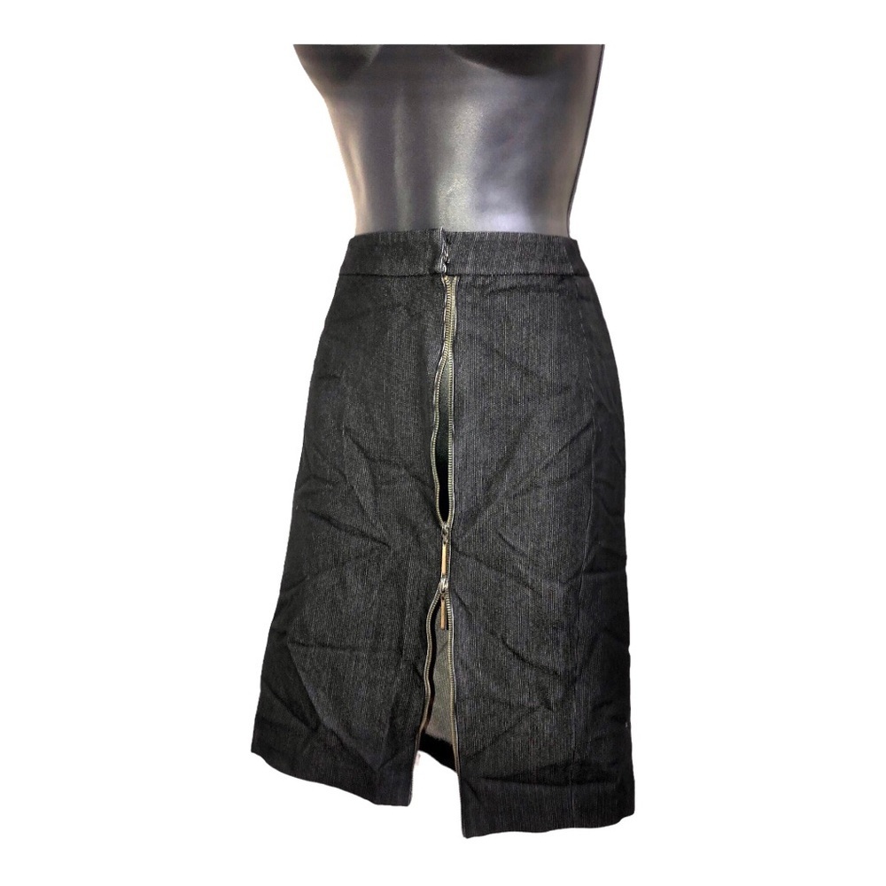 Black double front sharkskin look denim‎ zipper pencil skirt size 4